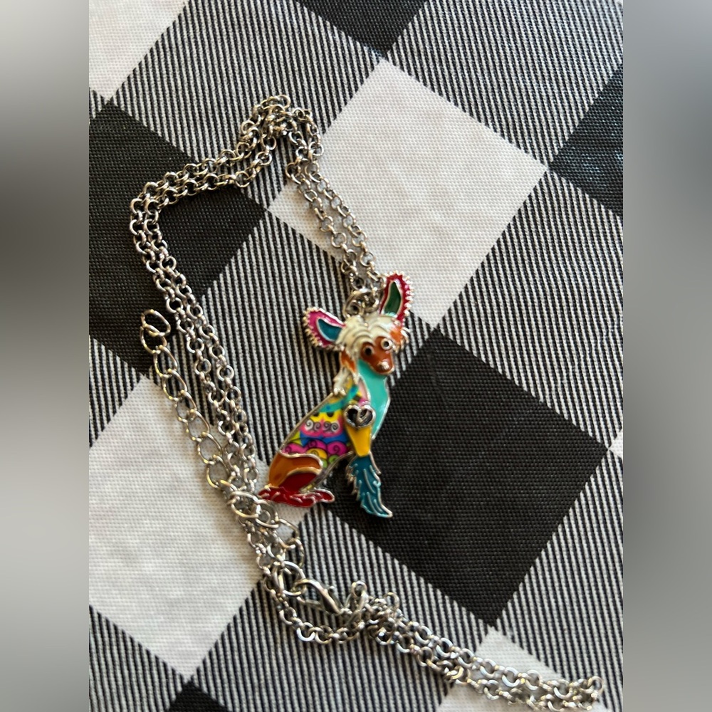 Chinese Crested Colorful Pendant Necklace
